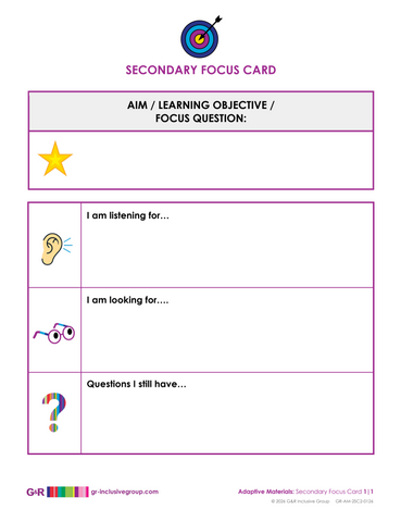 Secondary Focus Card