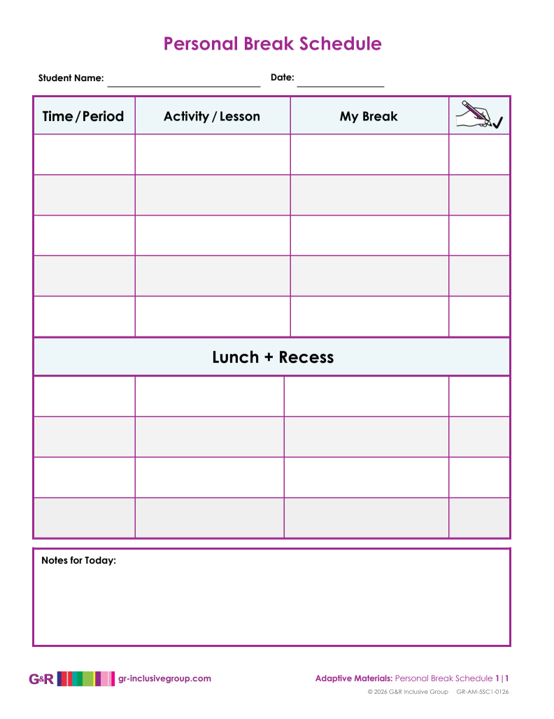 Personal Break Schedule