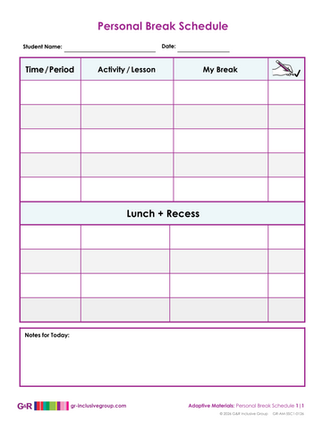 Personal Break Schedule