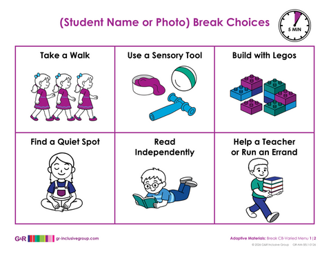 Break Choice Board - Varied Menu