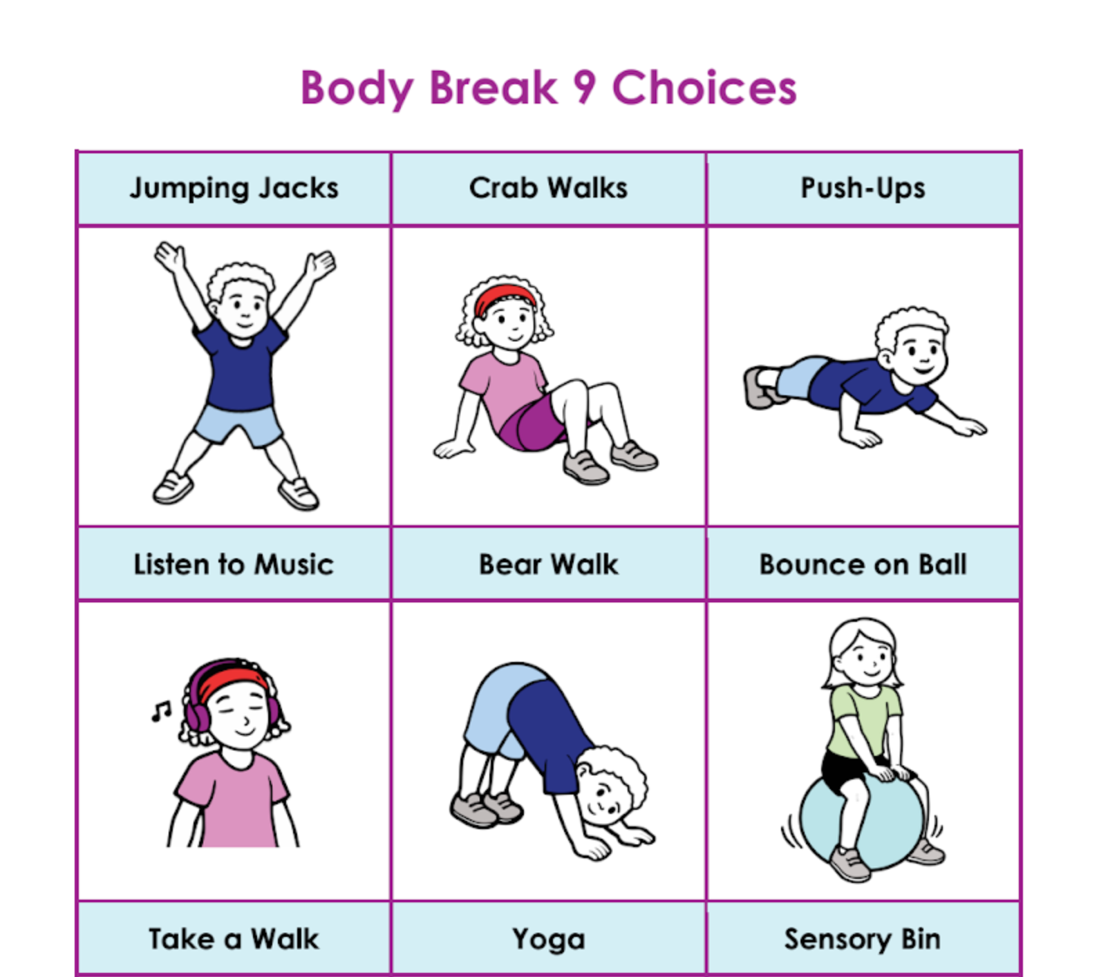 Body Break 9 Choices